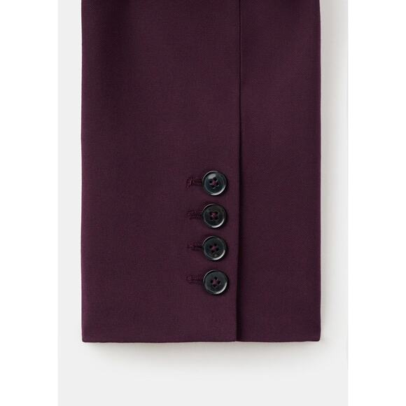 MANGO Wool-Blend Lapel-Collar V-Neck Suit Blazer - XS - Picture 8 of 8